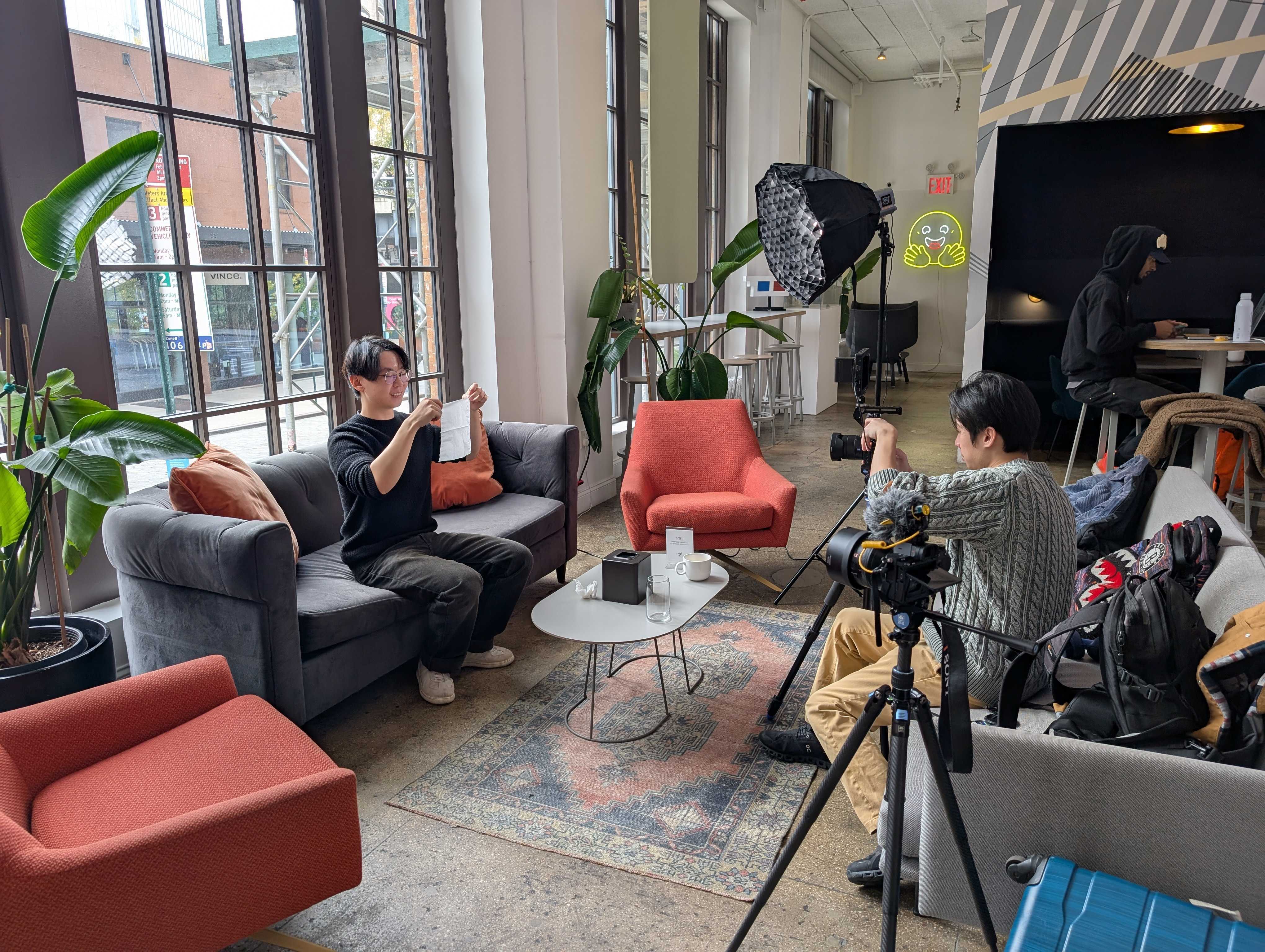 Testing the whitebalance for our customer interview set