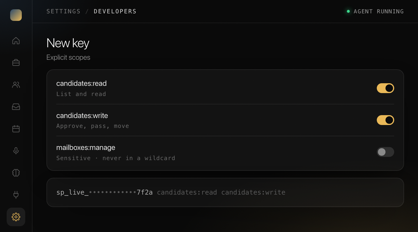 Keys with explicit scopes