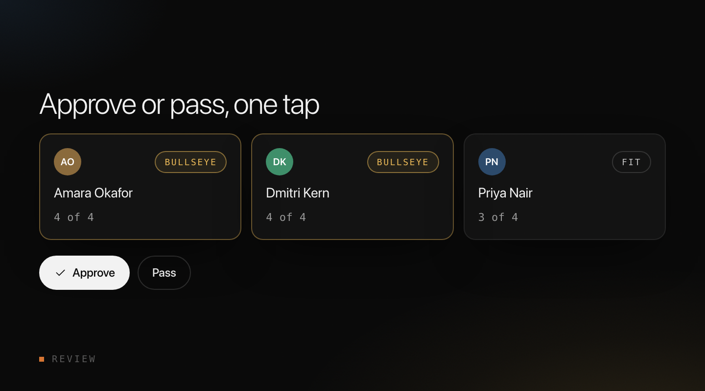 Approve or pass, one tap