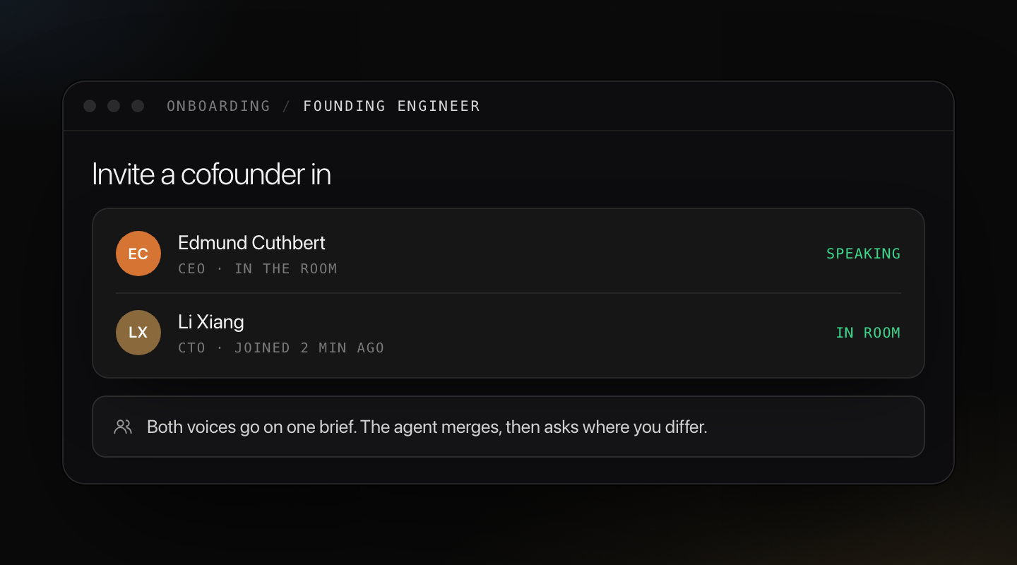 Invite a cofounder in